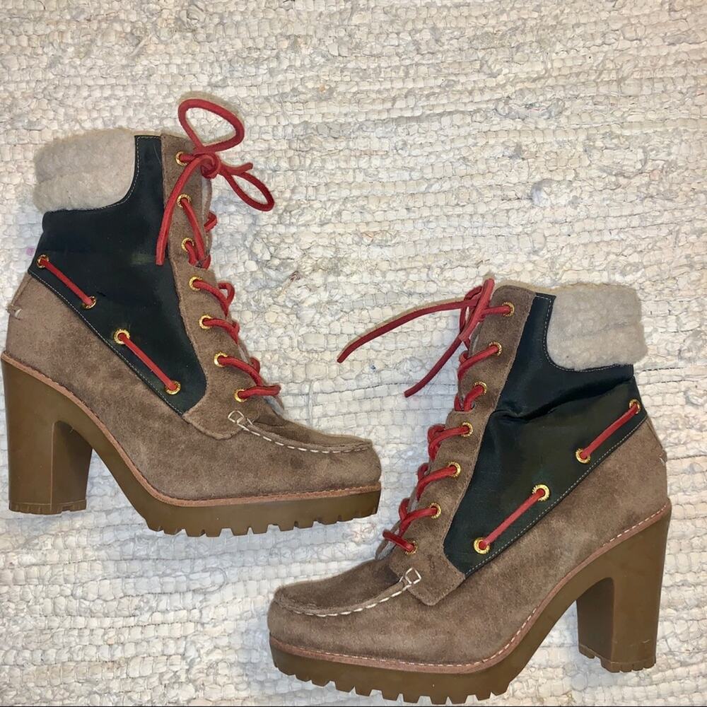 SPERRY HI HEEL SHEARLING MOCCASIN HIKING DUCK BOOTS 8